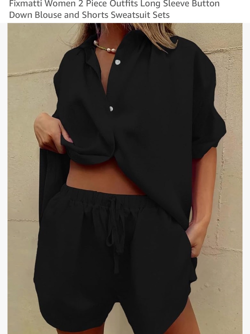 Amazon Black Women's Drawstring Relaxed Shorts - Picture 3 of 10